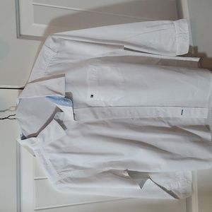 Tommy Hilfiger Boys White Button Down Long Sleeve Shirt, Size 7